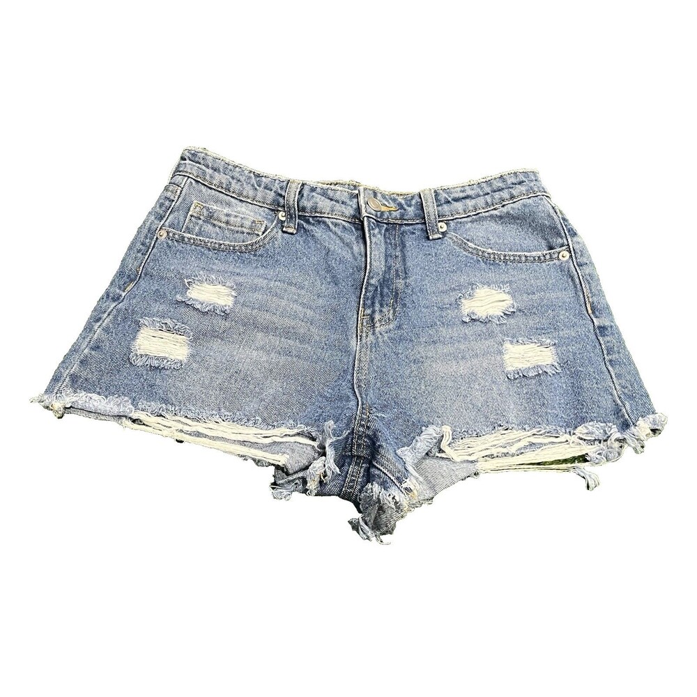 BP Women's HI RISE VINTAGE LT DESTROY DENIM SHORT US 29 2.5 inseam